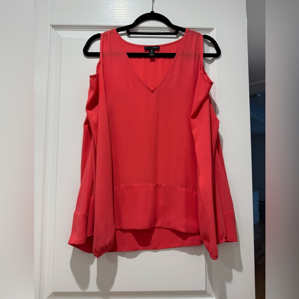 Aqua Coral Cold Shoulder Top